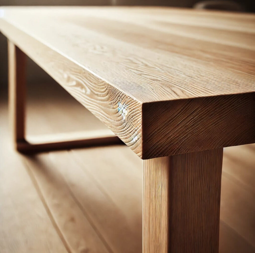 massivt plankebord med træben