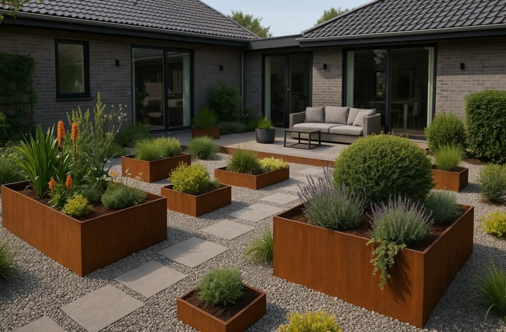 haveindretning med cortenstål