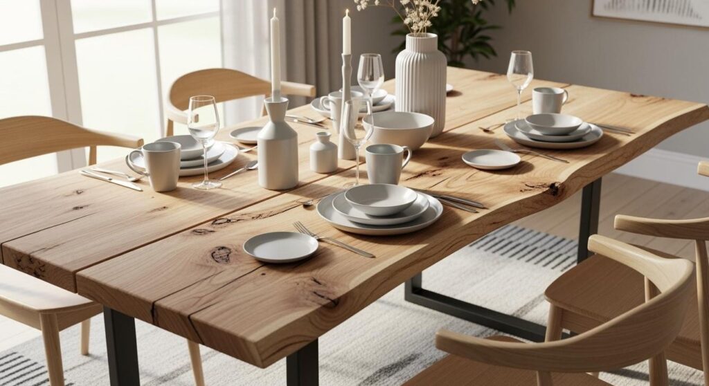 flot plankebord i moderne spisestue